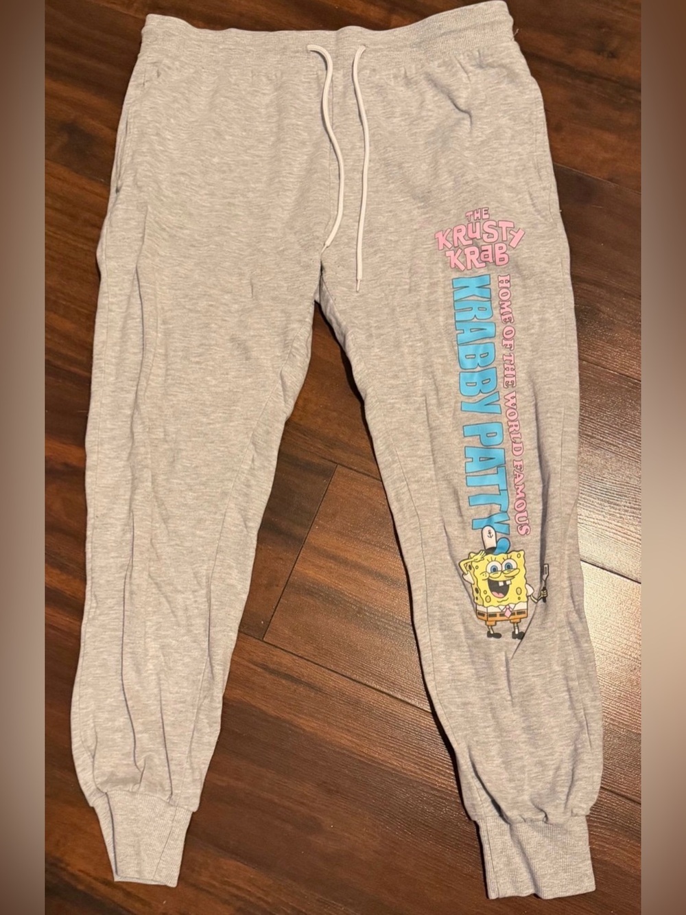 SpongeBob SquarePants Gray Krabby Patty Graphic Joggers with Blue & Pink Accents